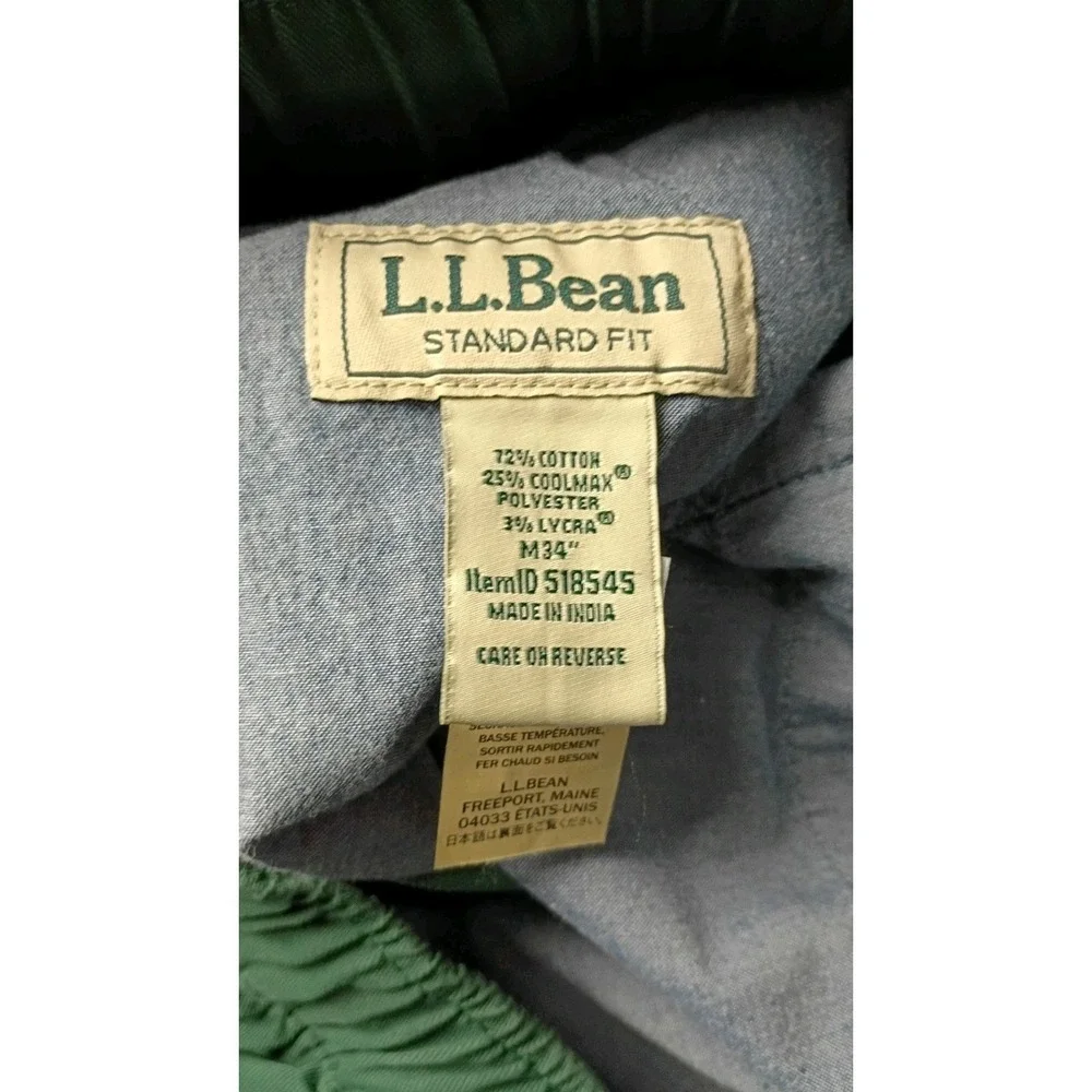 L.L.Bean Comfort Stretch Dock Pants Green Pull On  Mens Sz M 34